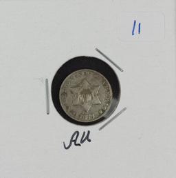 1853 - THREE CENT SILVER - AU