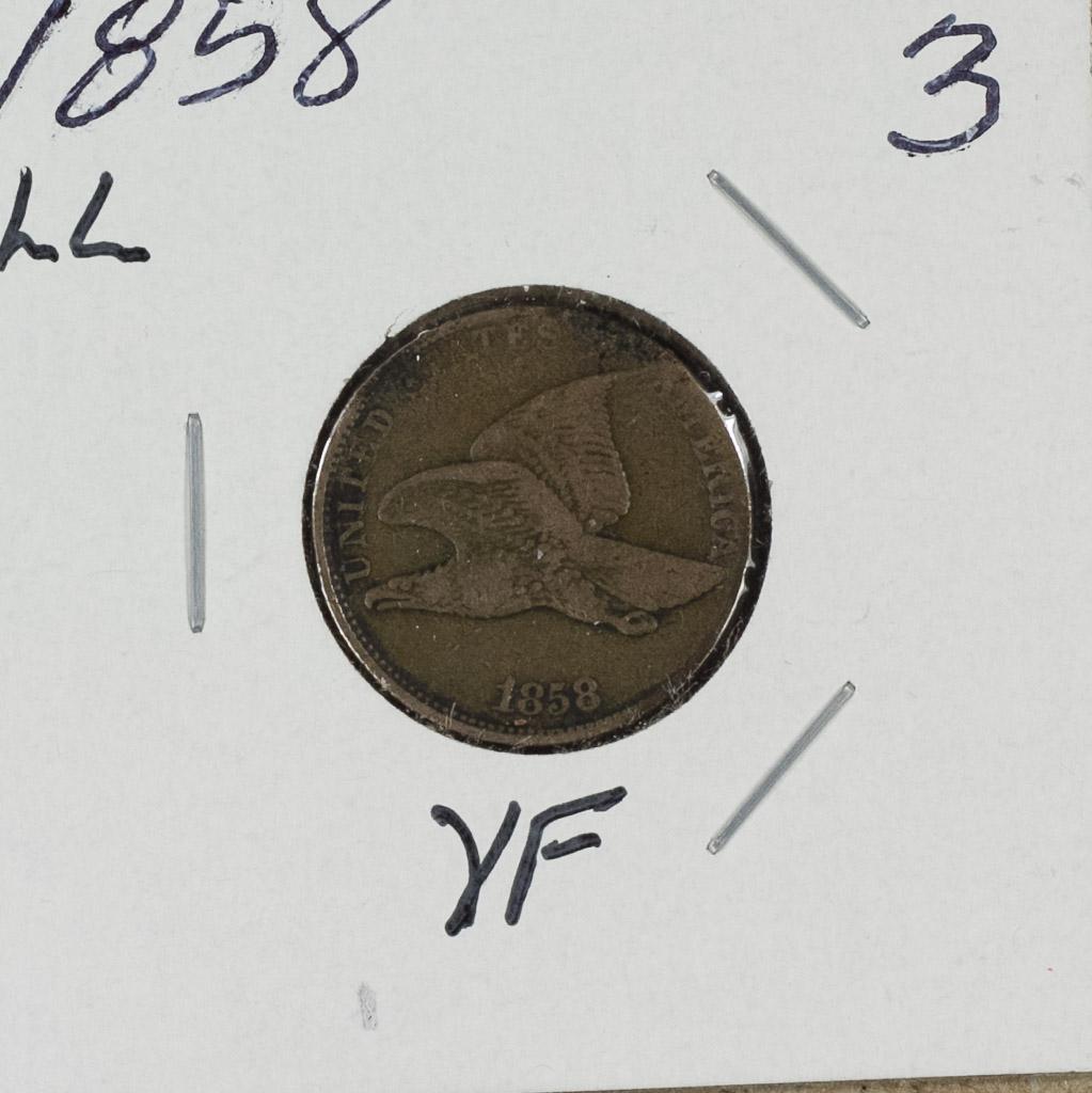 1858 - LARGE LETTERS FLYING EAGLE CENT - VF