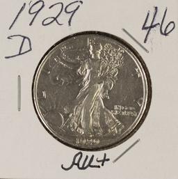 1929-D LIBERTY WALKING HALF DOLLAR - AU+