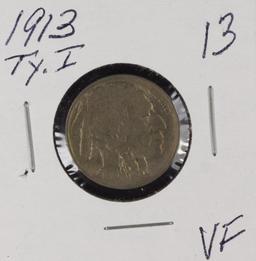 1913- TYPE I BUFFALO NICKEL - VF