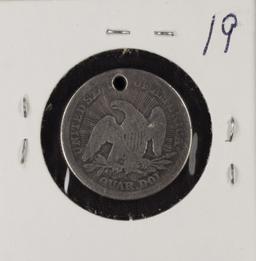 1853 - ARROWS/RAY QUARTER - HOLED