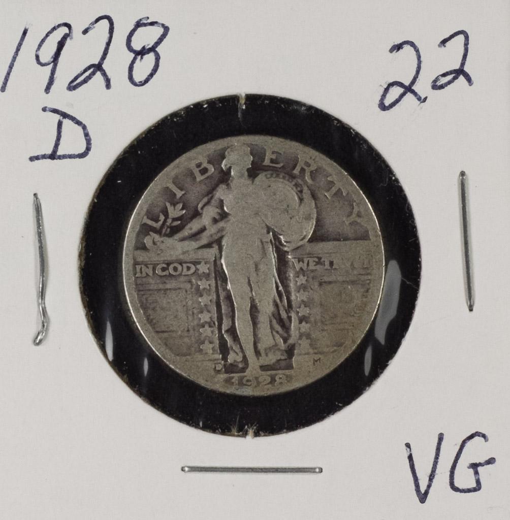 1928-D SATNDING LIBERTY QUARTER - VG