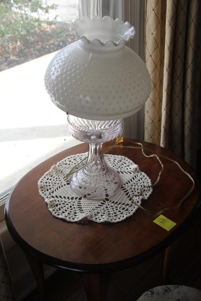 Lamp, Table and Foot Stool