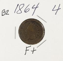 1864 - BRONZE INDIAN HEAD CENT - F+