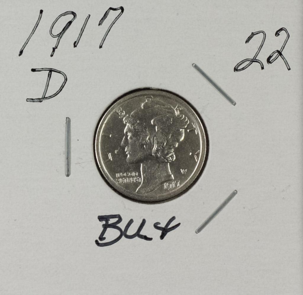 1917 D - Mercury Dime - BU