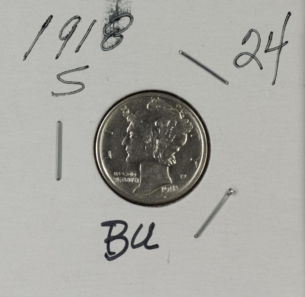 1918 S - Mercury Dime - BU