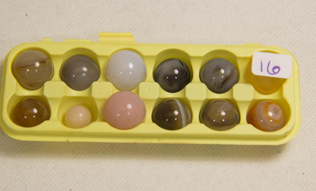 Box of 12 Small Agate Marbles