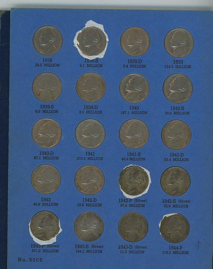 COMPLETE JEFFERSON NICKEL SET 1938 - 1959