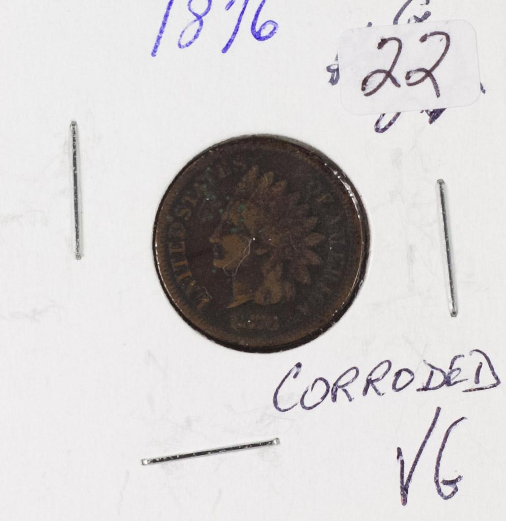 1876 INDIAN HEAD CENT - VG - CORRODED