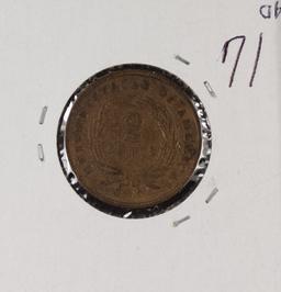 1871 - TWO CENT PIECE - VF