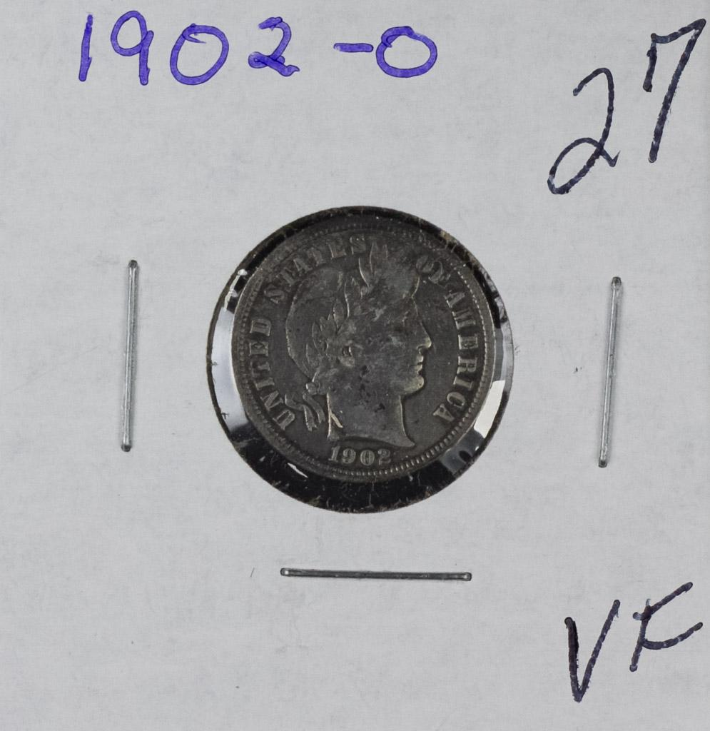 1902-O BARBER DIME - VF