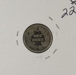 1891 - LIBERTY SEATED DIME - VG