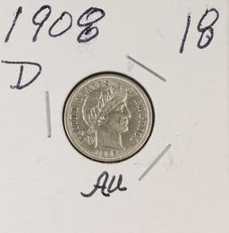 1908-D BARBER DIME - AU