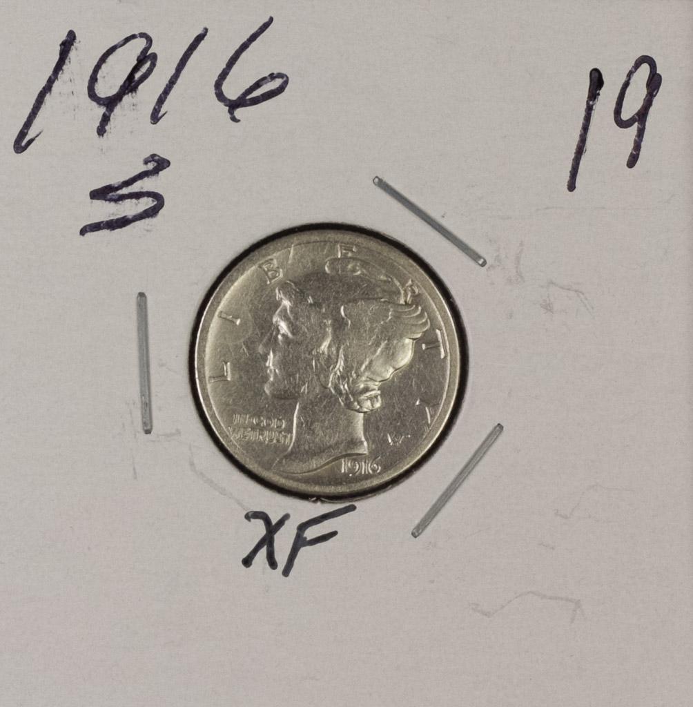 1916-S MERCURY DIME - XF