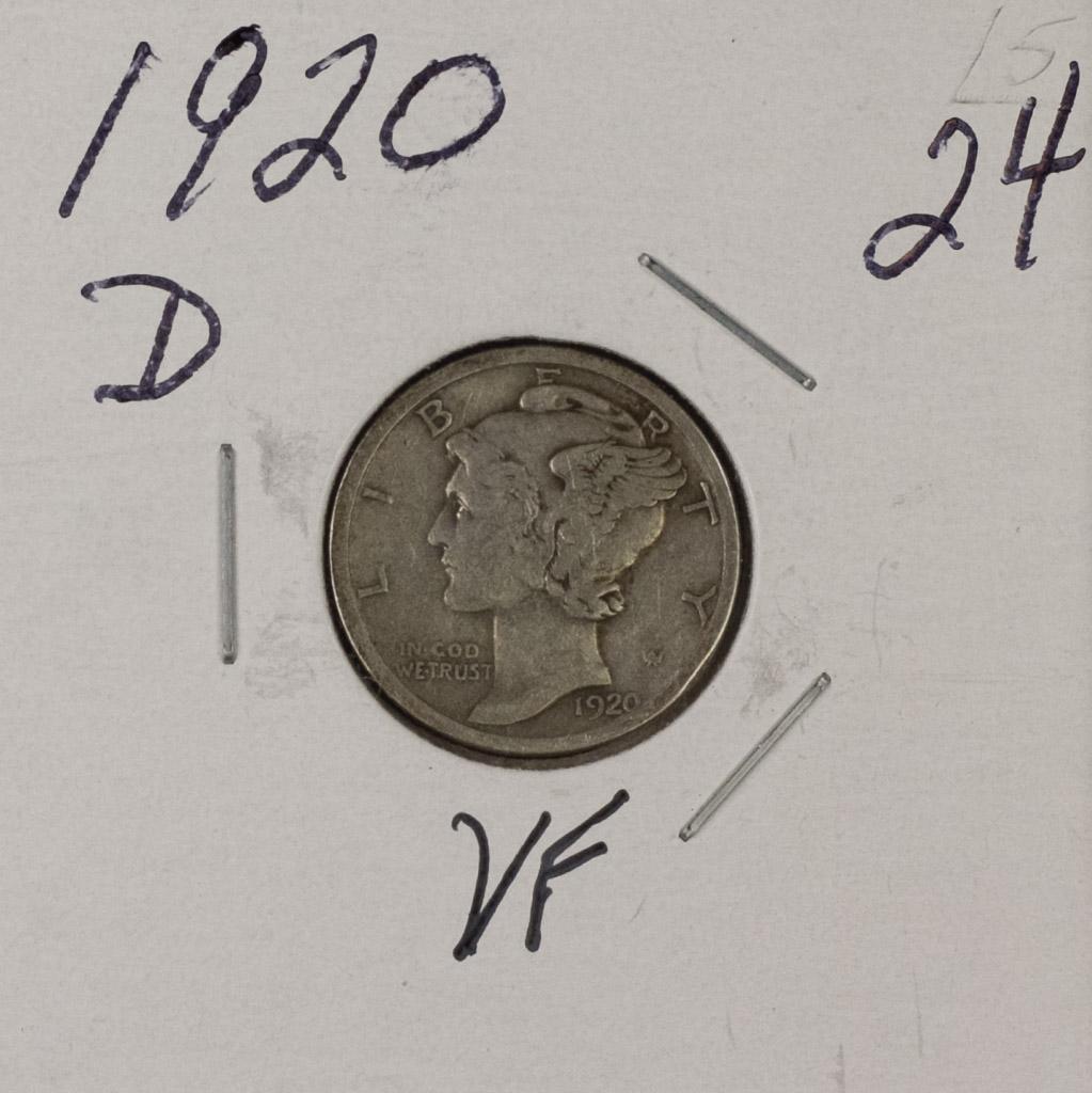 1920-D MERCURY DIME - VF