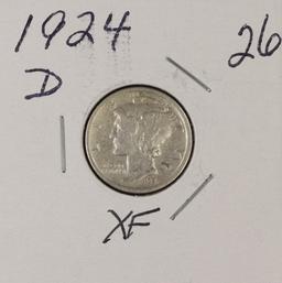 1924-D MERCURY DIME - VF+