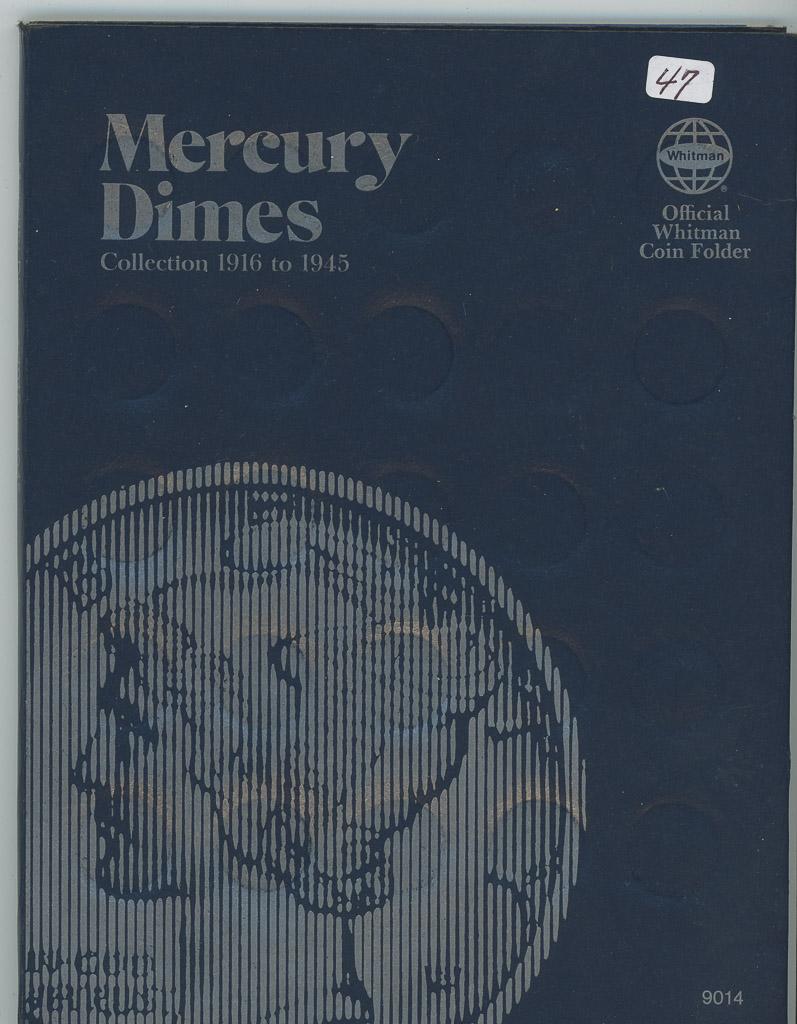 LOT OF 73 MERCURY DIMES SET 1916 - 1945 (MISSING 4 DATES IN ALBUM)