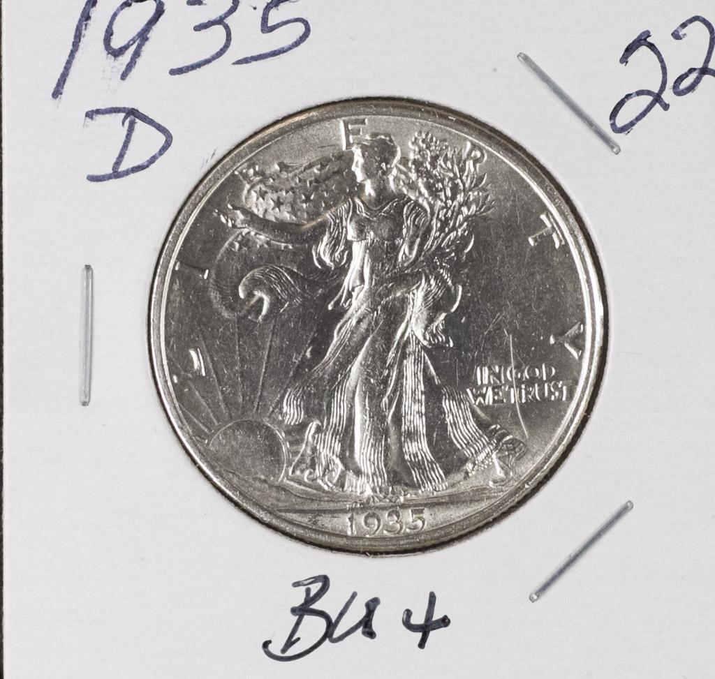 1935-D WALKING LIBERTY HALF DOLLAR - BU+