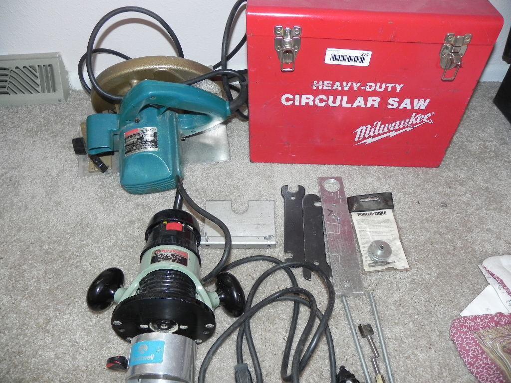 Rockwell 64B laminate trimmer and Makita 7 1/4" circular saw