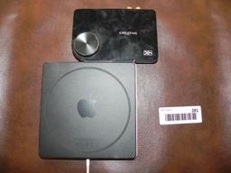 Apple model A1379 USB super drive and Creative Labs X-fi model SB1090 external USB