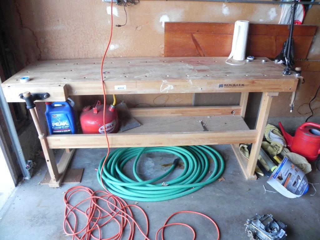 Rockler woodworking bench with vise