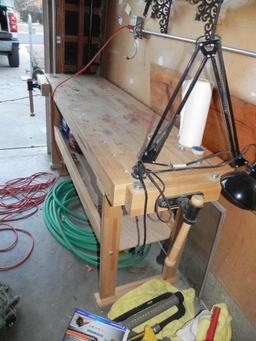 Rockler woodworking bench with vise