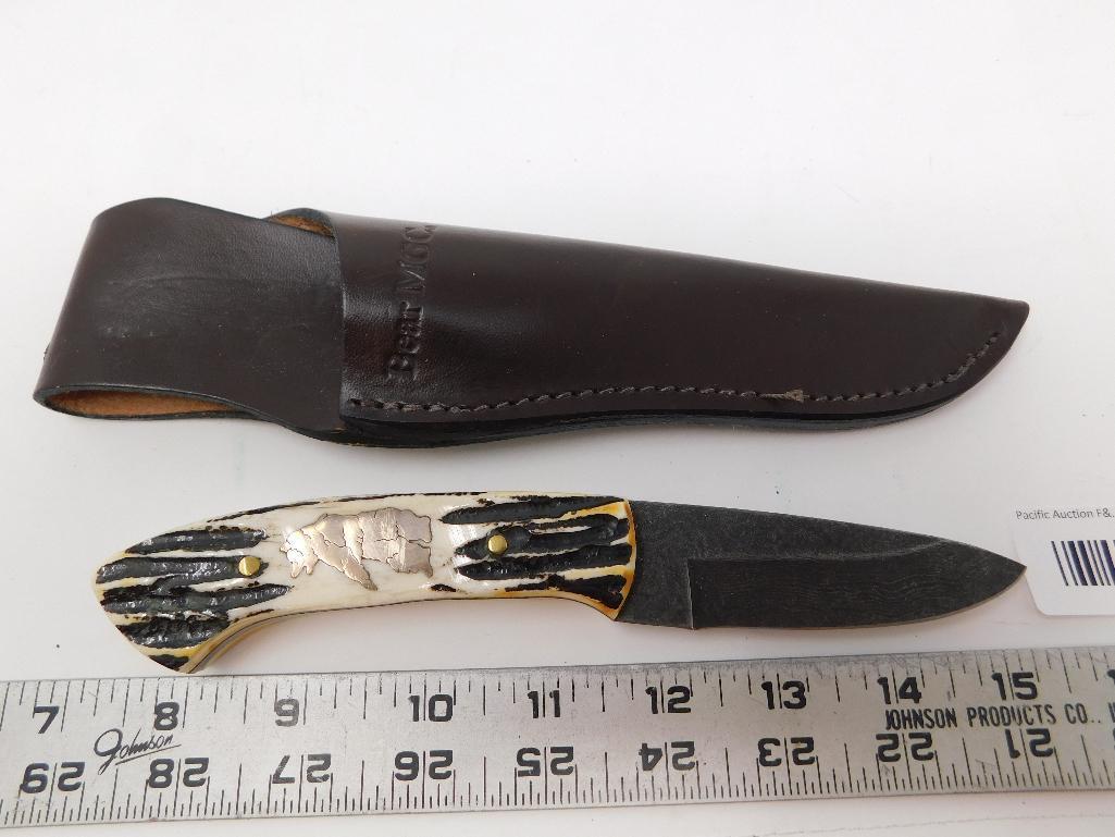 Bear MGC Damascus sheath knife