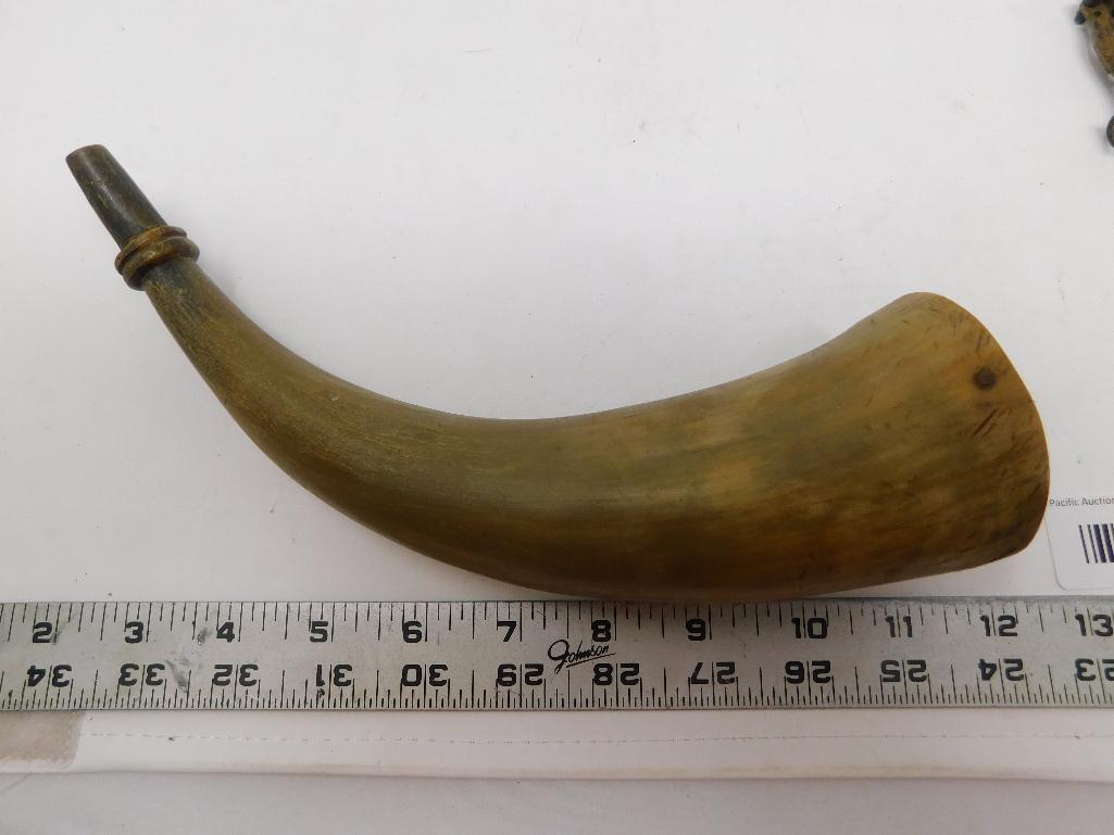 Antique powder horn flask and molds