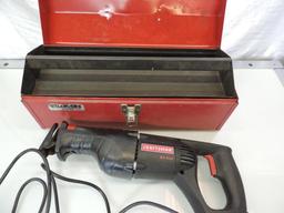 Craftsman 8 amp reciprocating saw with stack-on tool box (tested operable).