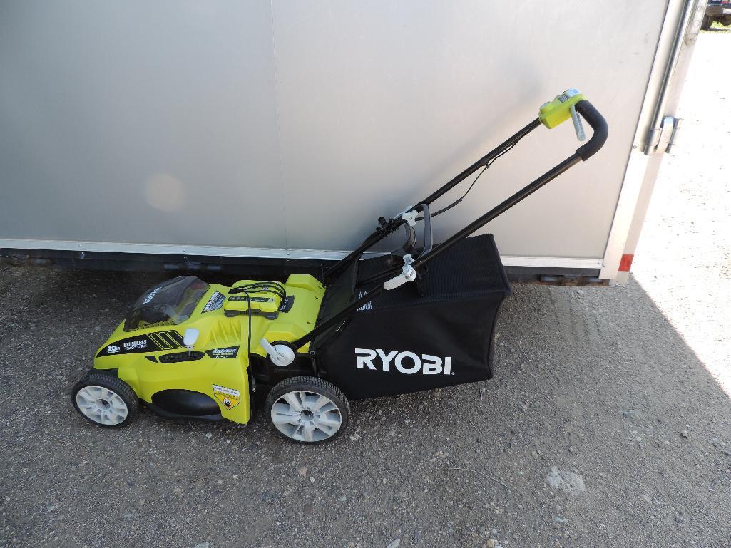 Ryobi 40volt lithium battery powered lawn mower with charger in excellent condition (tested