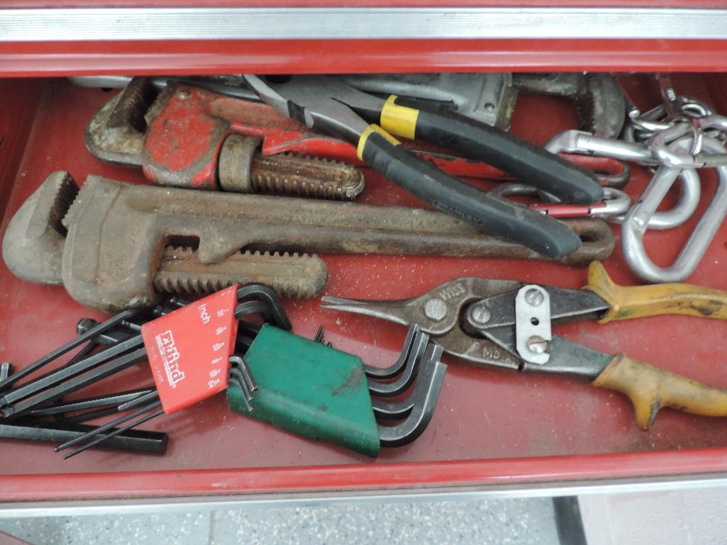 Loaded craftsman tool box with key and craftsman sockets.