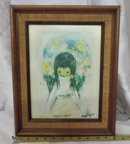 Vintage 12x16" Degrazia "flower girl" print.