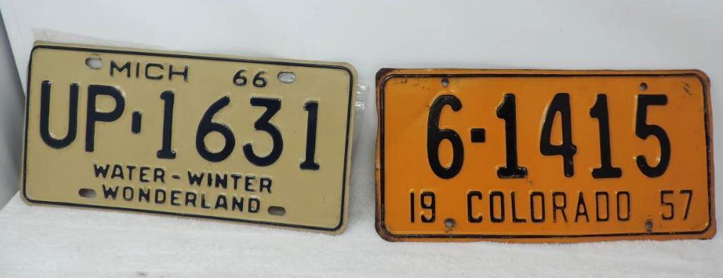 1966 Michigan & 1957 Colorado plate.