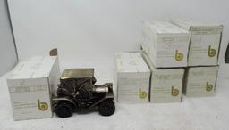 6 antique auto coin banks with boxes.