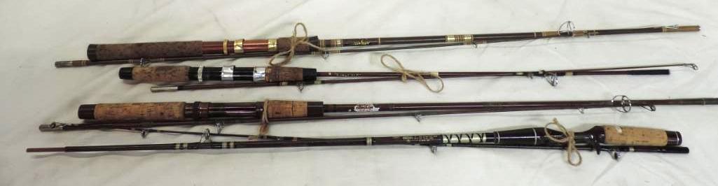 3 vintage Abu Garcia Conolon rods and Abu Garcia King fisher rod.