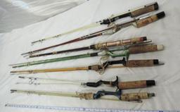 7 Vintage 2 piece fishing poles.