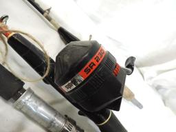 2 Zebco 77 rod & reel combos, Spirit 230 reel with # 23 rod, Johnson AR 562 2 piece and more.