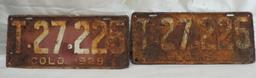 1929 CO license plate set.