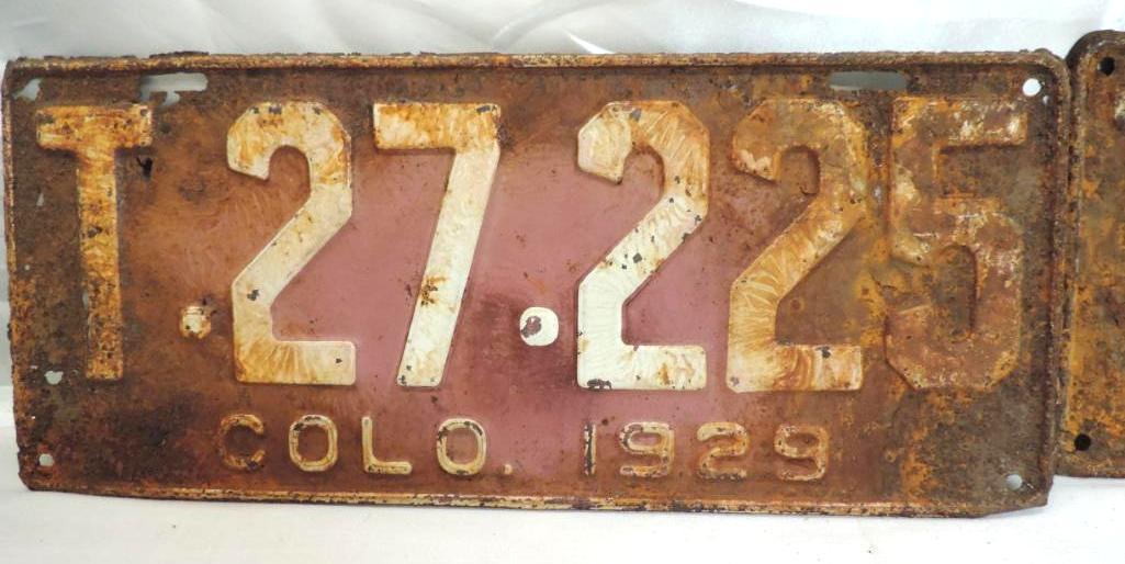 1929 CO license plate set.