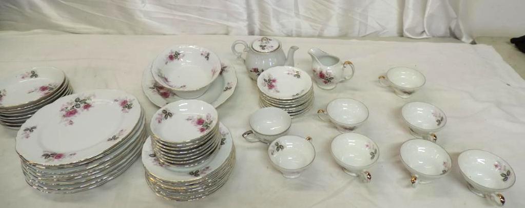 50+ pieces of Harmony House Eugenie Rose fine china.