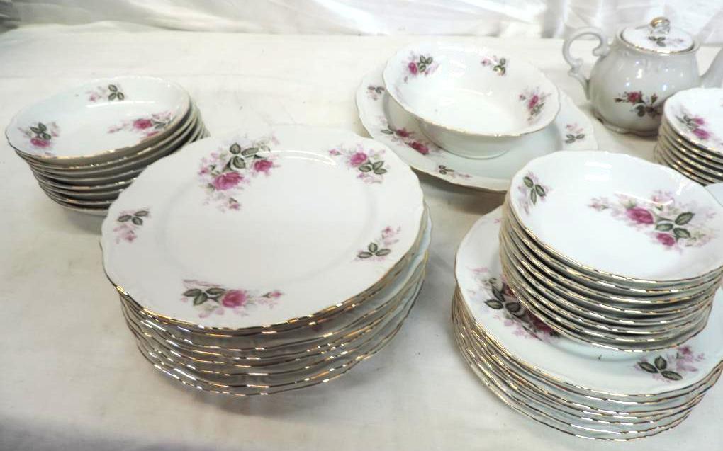 50+ pieces of Harmony House Eugenie Rose fine china.