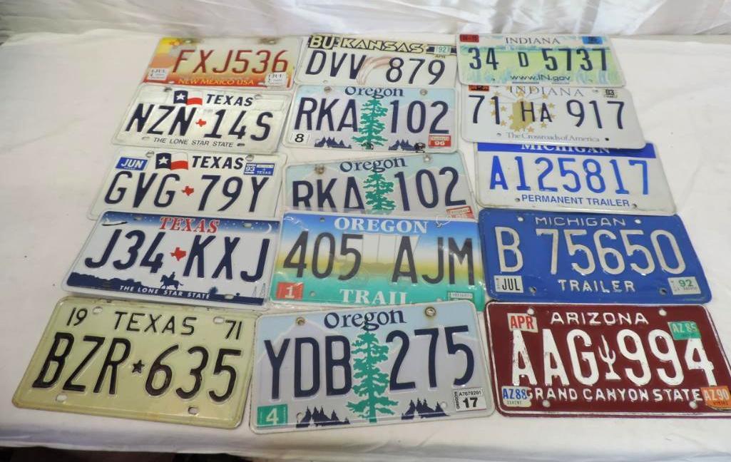 15 license plates lot.