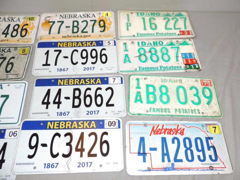 16 vintage license plates.