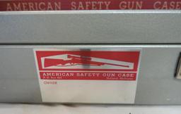 52x11x3.5" vintage American safety metal gun case with original box.