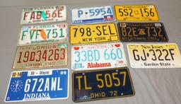 11 vintage license plates lot.