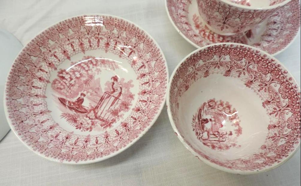 3 B&G Christmas plates, 2 Adams transferware cups and saucers and R.S. Prussia hand painted plate.