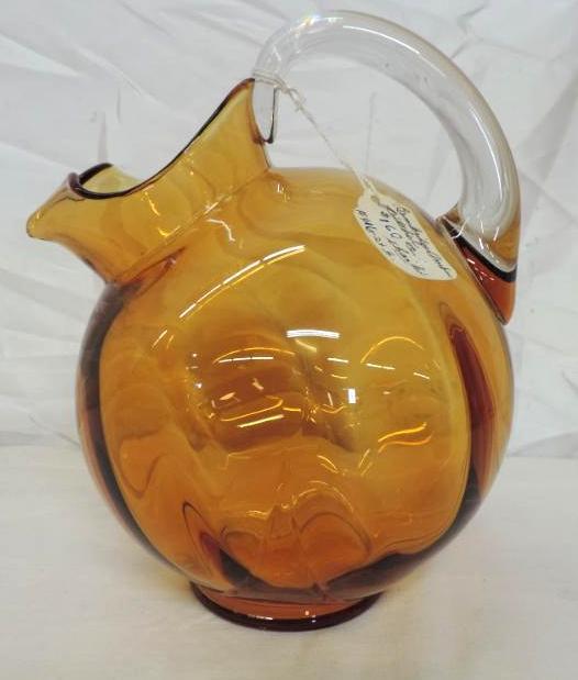 Beautiful amber glass pitcher in excellent condition.