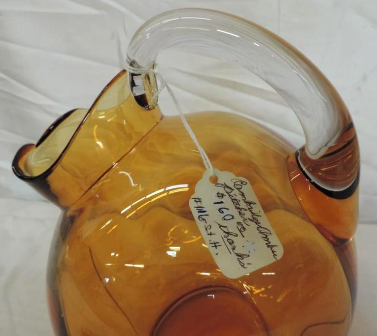 Beautiful amber glass pitcher in excellent condition.