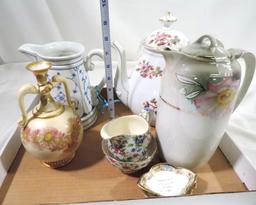 Bavaria hand painted pitcher, Royal Worchester vase, Royal Winton creamer and more.