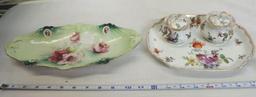 Beautiful R.S. Prussia hand painted dish and hand painted serving set.